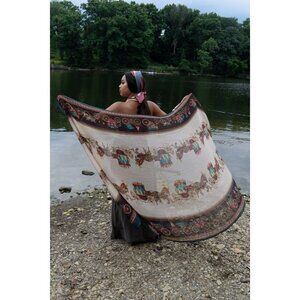 Royal Horses Carriage Huge Viscose Scarf Contemporary Accessory